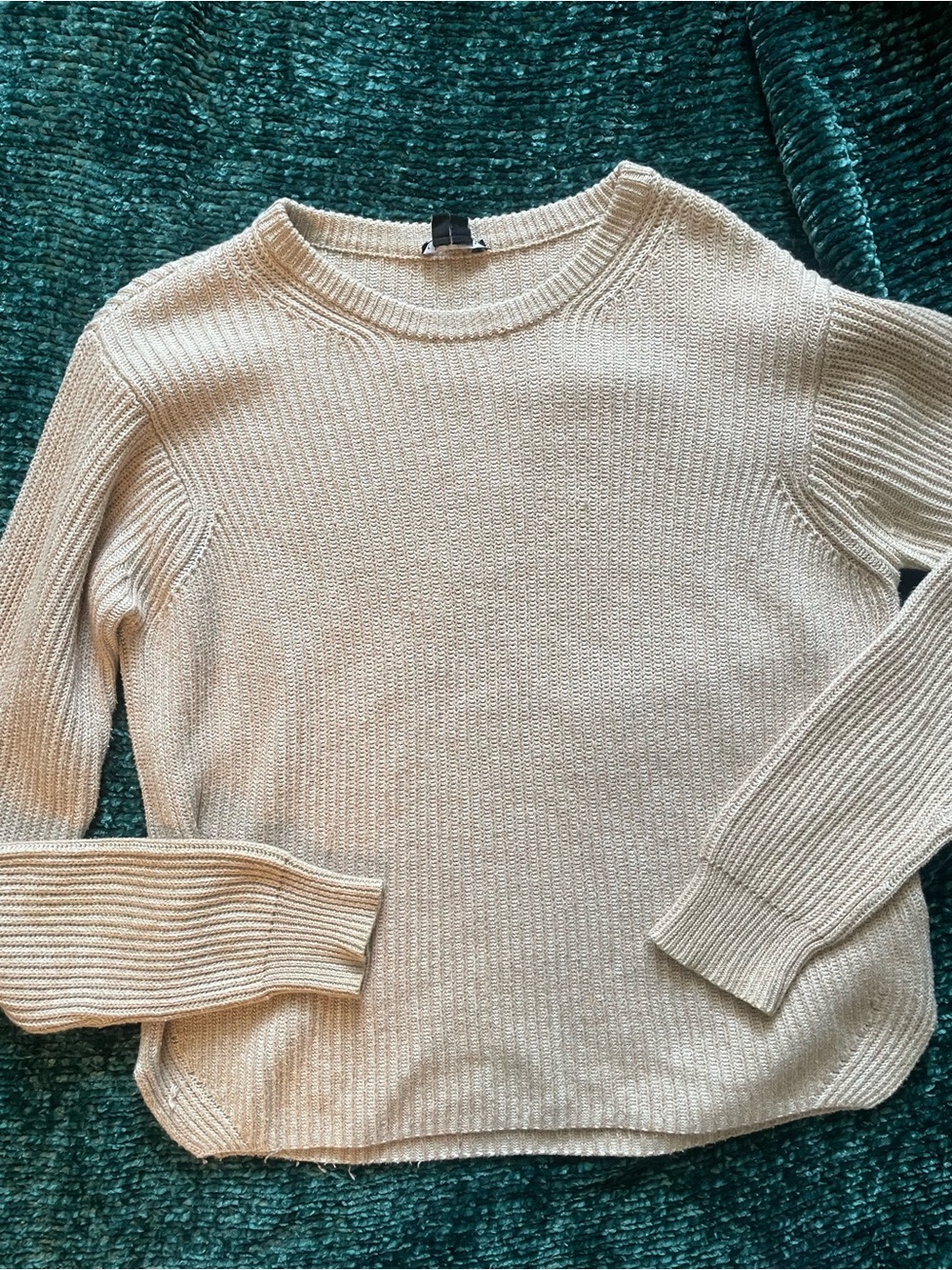 Theory Cream Cashmere Blend Ribbed Knit Sweater Sz M